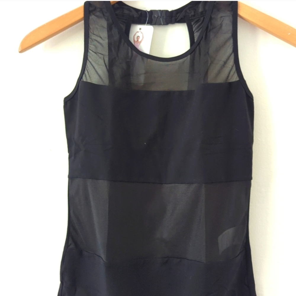(2) NWT New Dancewear Black Mesh Lace Halter Tank Leotards Dance Gymnastics M - Picture 3 of 8